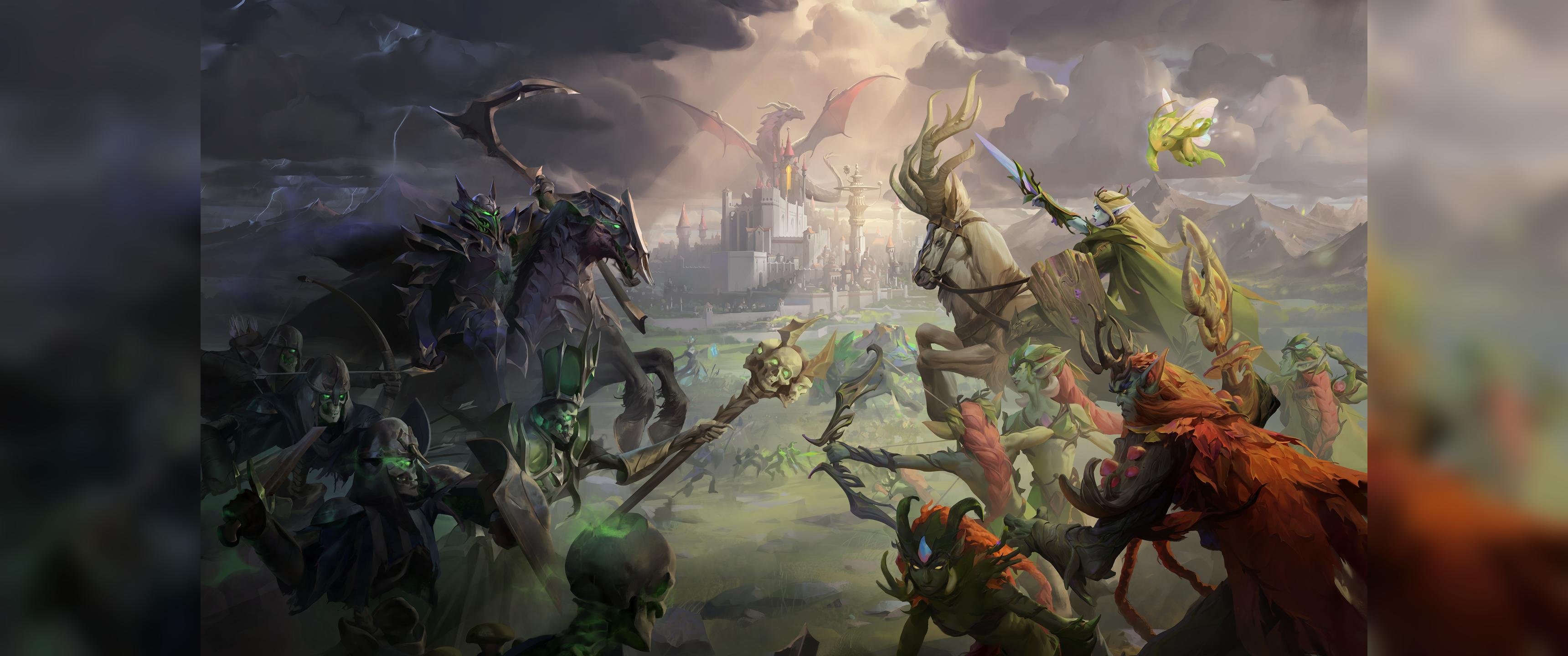 Эпичная битва между Фракциями Некрополис и Роща в Heroes of Might and Magic: Olden Era. Wallpaper.